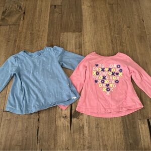 3T Gap Kids Blue hearts and Pink xoxo Long Sleeve tee Shirts (set of 2 shirts)